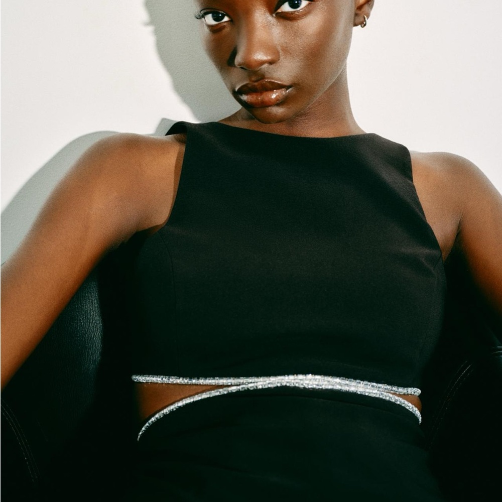 Zara limited edition rhinestone jewel cut out top - Picture 5 of 10